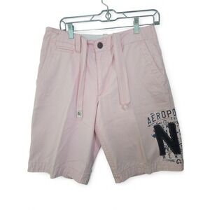 Aeropostale Flat Front Shorts Pink Casual City Graphic Mens Size‎ 30